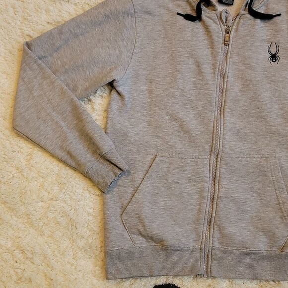 MEN'S SPYDER GRAY FULL ZIP LOGO HOODIE, SIZE MEDIUM - Picture 3 of 7
